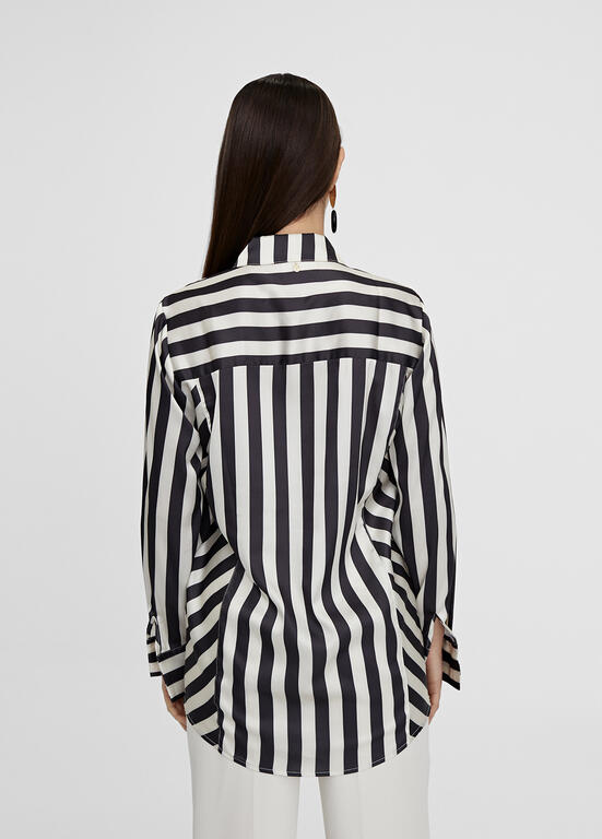 Linear Black and White Silk Shirt