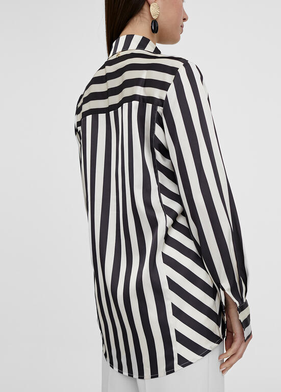 Linear Black and White Silk Shirt