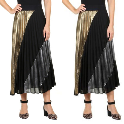 Sparkly Black Pleated Skirt - Eurockk.com