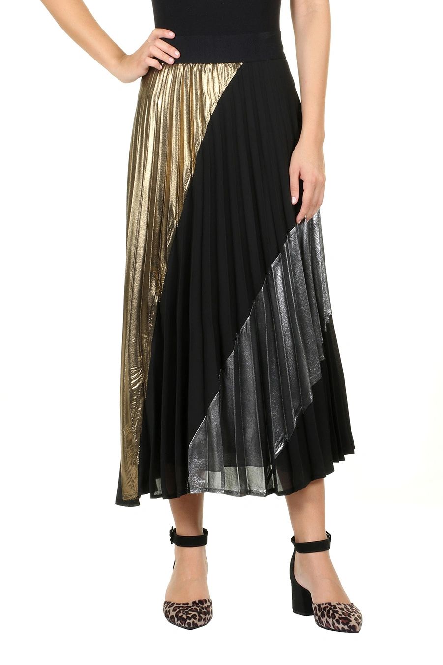 Sparkly Black Pleated Skirt - Eurockk.com