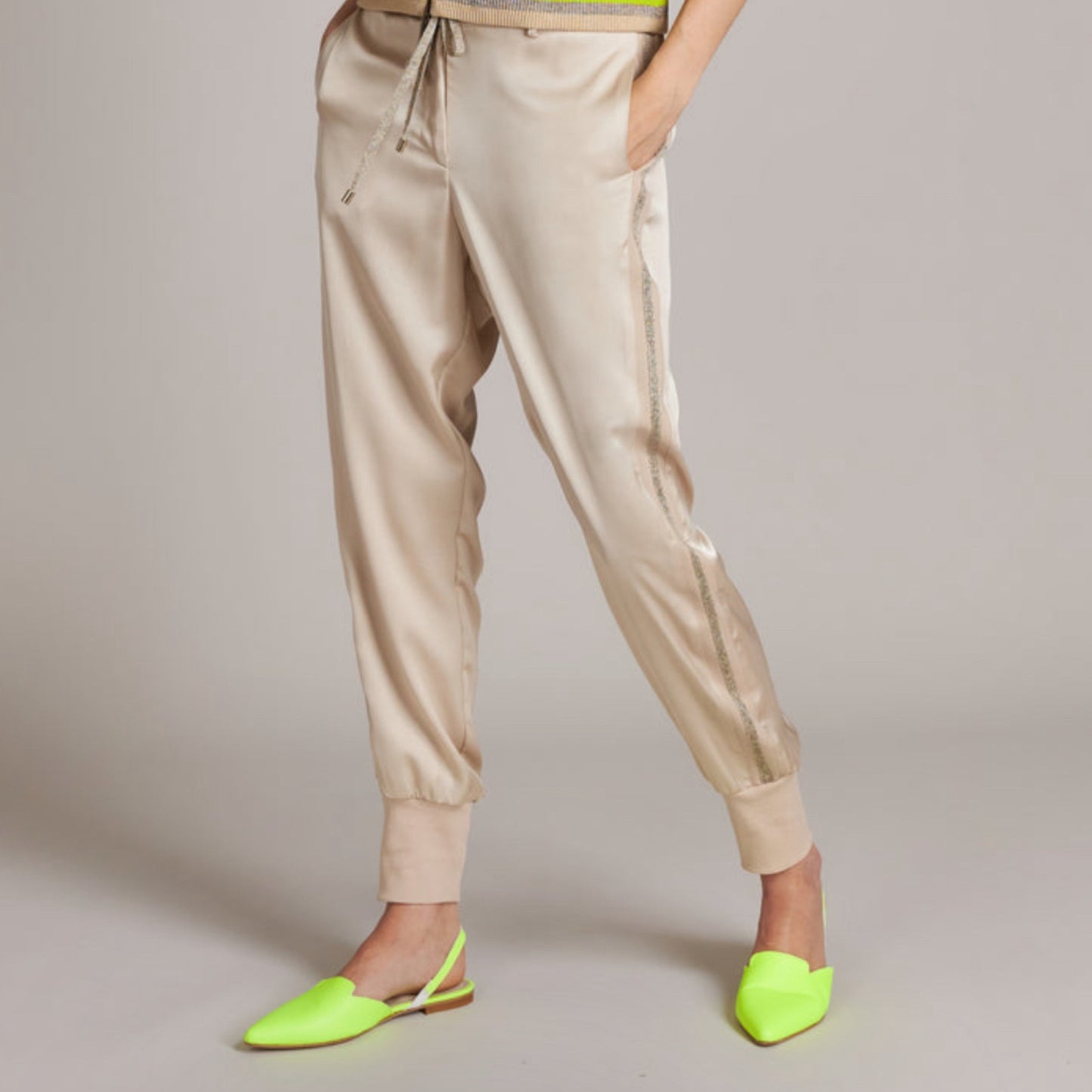 Satin Jogger with Bronze line